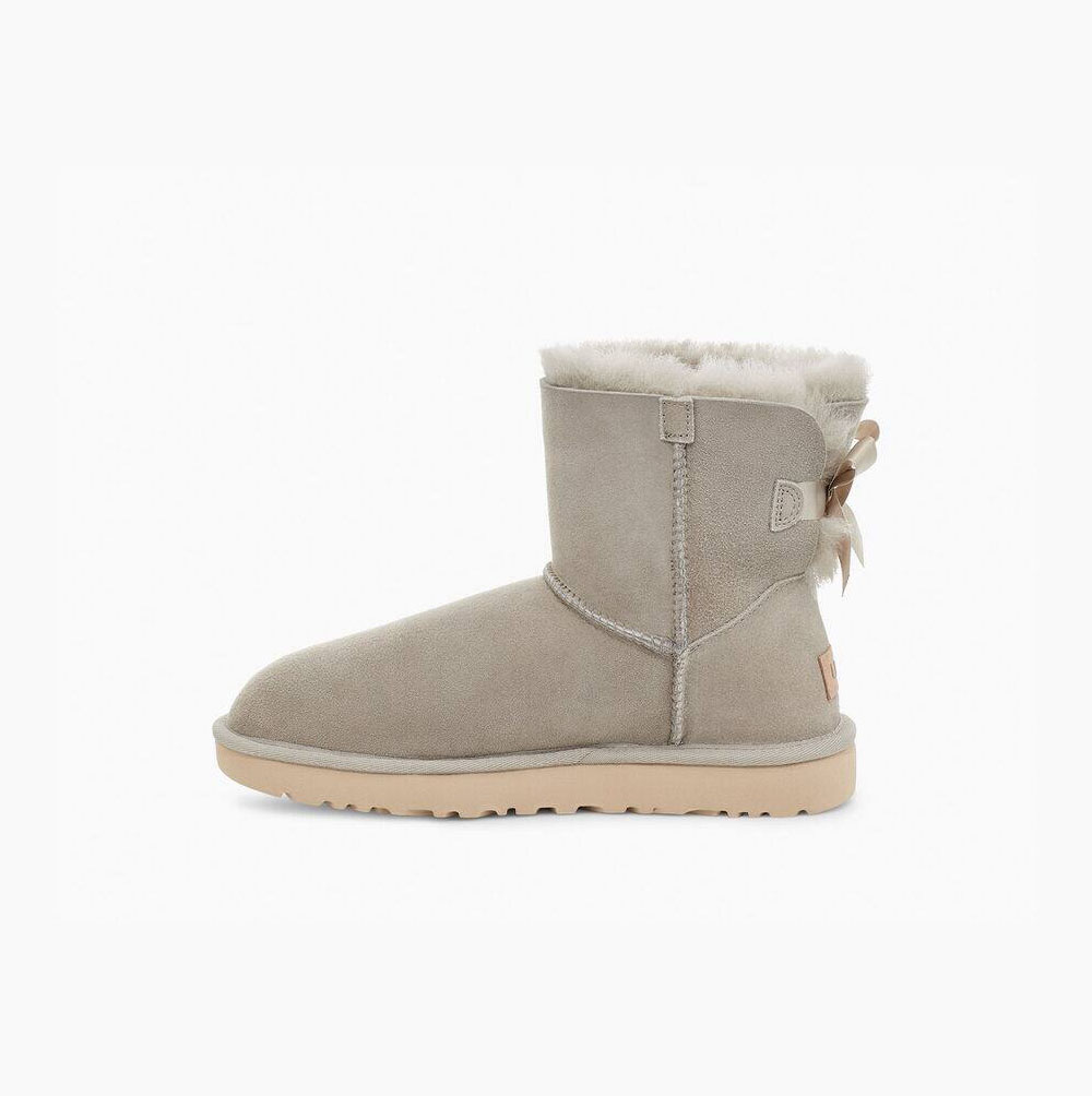 UGG Mini Bailey Bow II Bow Boots Damen Grau Schweiz | KNLEZAYK