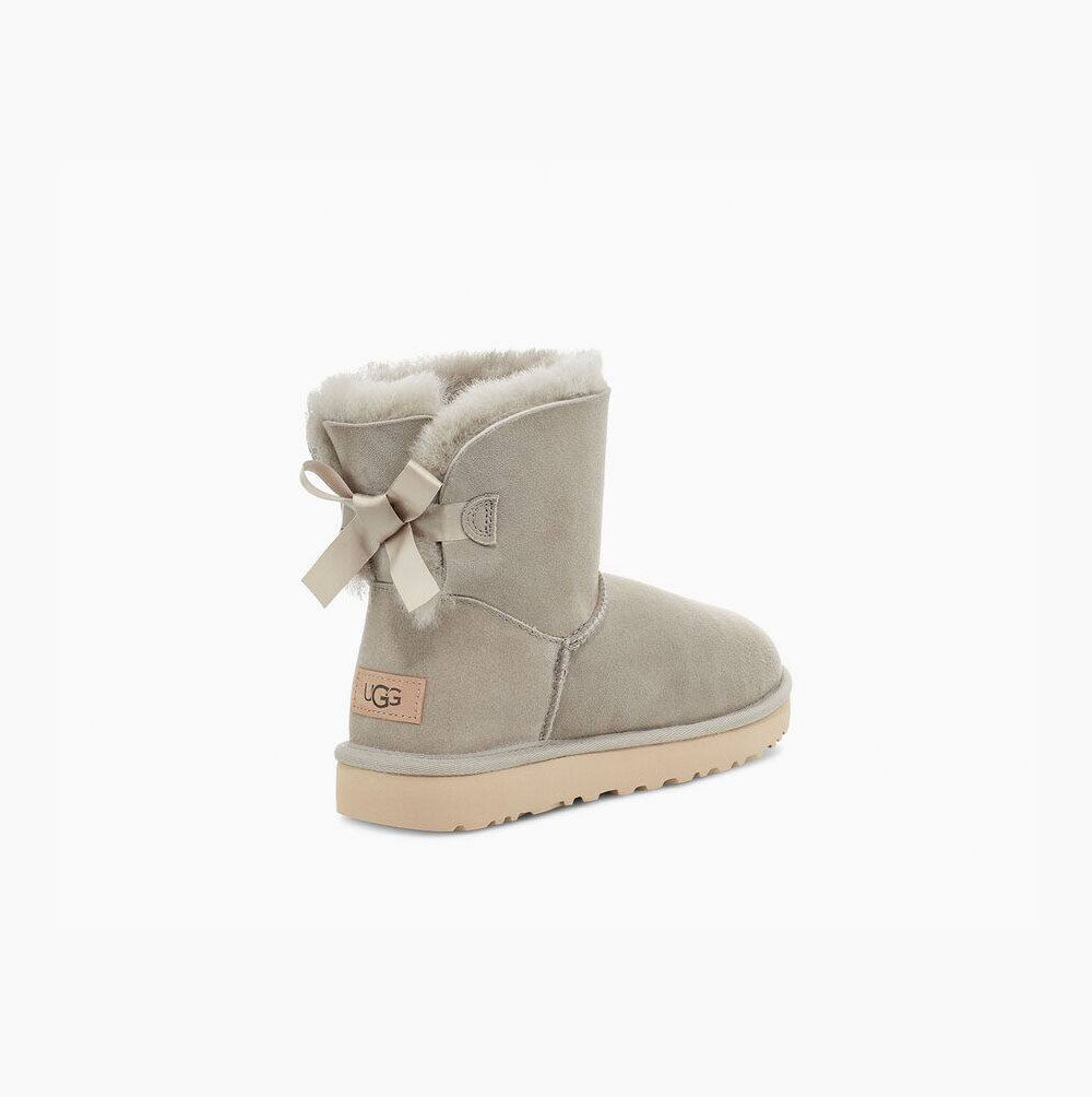 UGG Mini Bailey Bow II Bow Boots Damen Grau Schweiz | KNLEZAYK