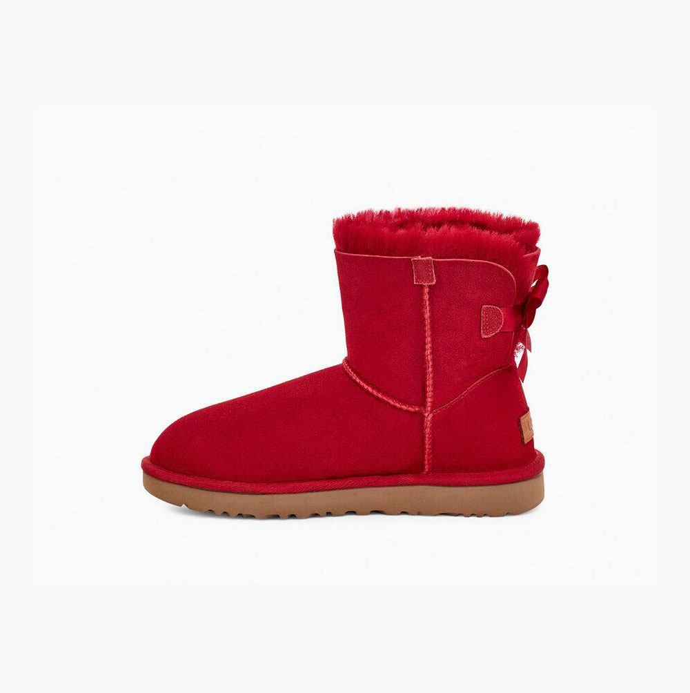 UGG Mini Bailey Bow II Bow Boots Damen Rot Schweiz | QRVIAB73