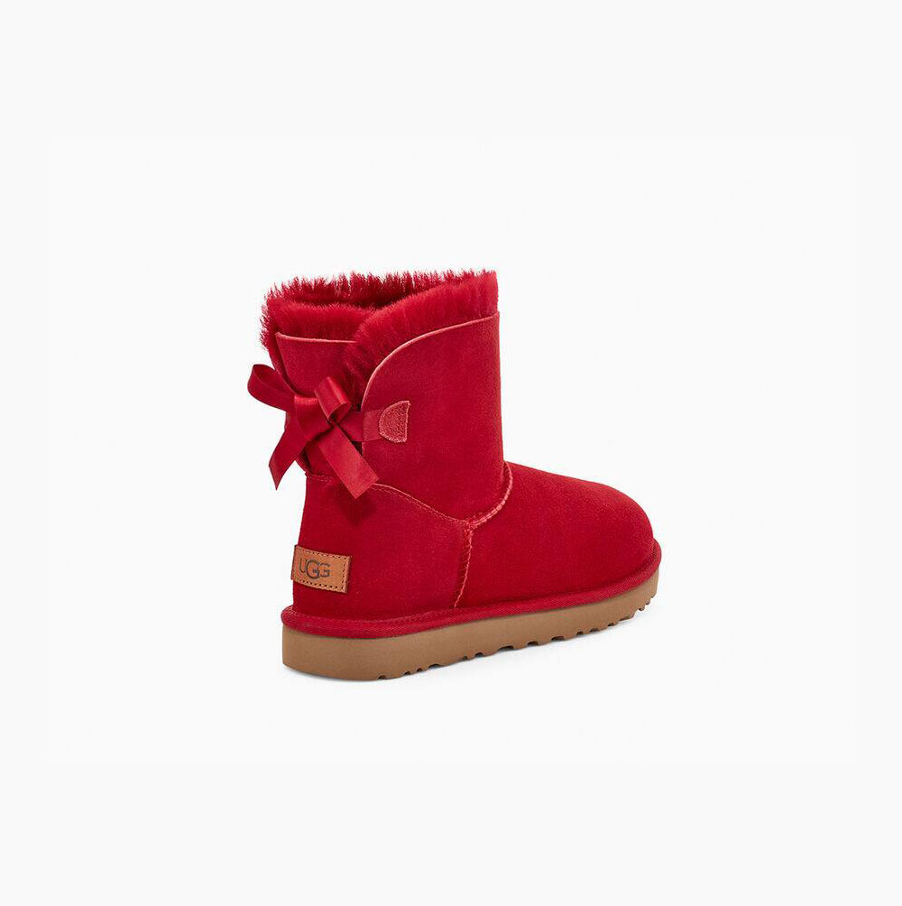 UGG Mini Bailey Bow II Bow Boots Damen Rot Schweiz | QRVIAB73