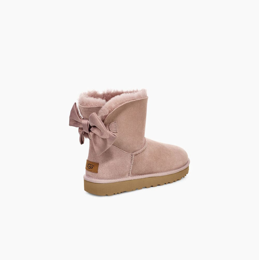 UGG Mini Bailey Bow II Glam Bow Boots Damen Hellrosa Schweiz | I9Y42NJL