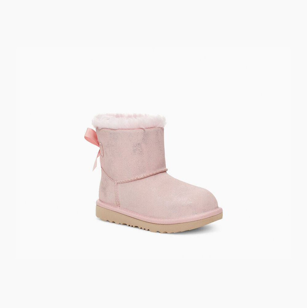 UGG Mini Bailey Bow II Shimmer Bow Boots Kinder Rosa Schweiz | RFADAI75