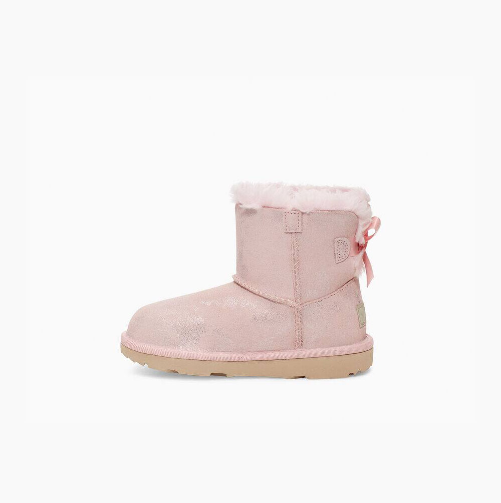 UGG Mini Bailey Bow II Shimmer Bow Boots Kinder Rosa Schweiz | RFADAI75