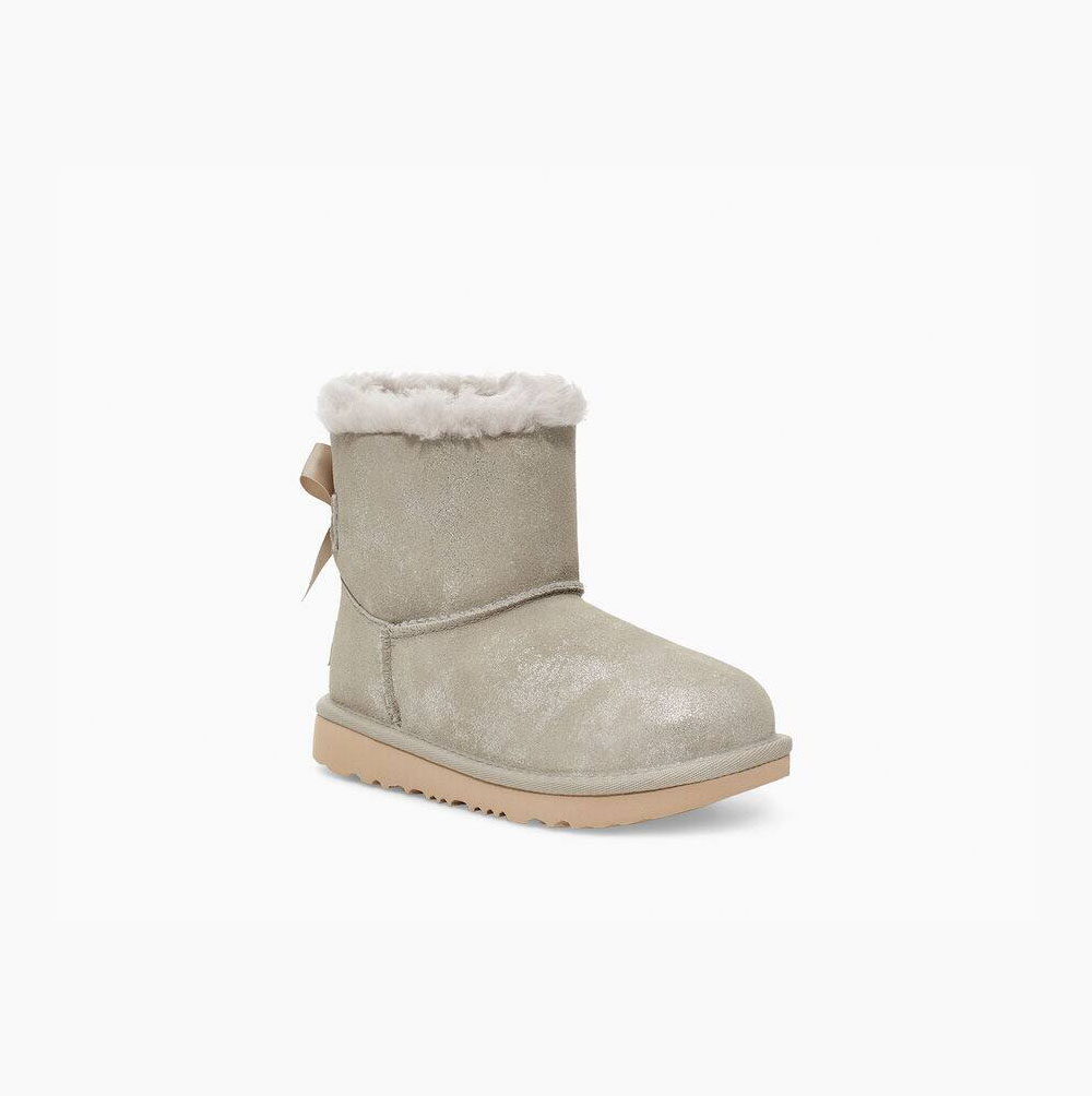 UGG Mini Bailey Bow II Shimmer Bow Boots Kinder Grau Schweiz | VFY1QN0T