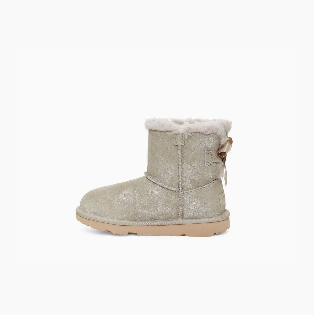 UGG Mini Bailey Bow II Shimmer Bow Boots Kinder Grau Schweiz | VFY1QN0T