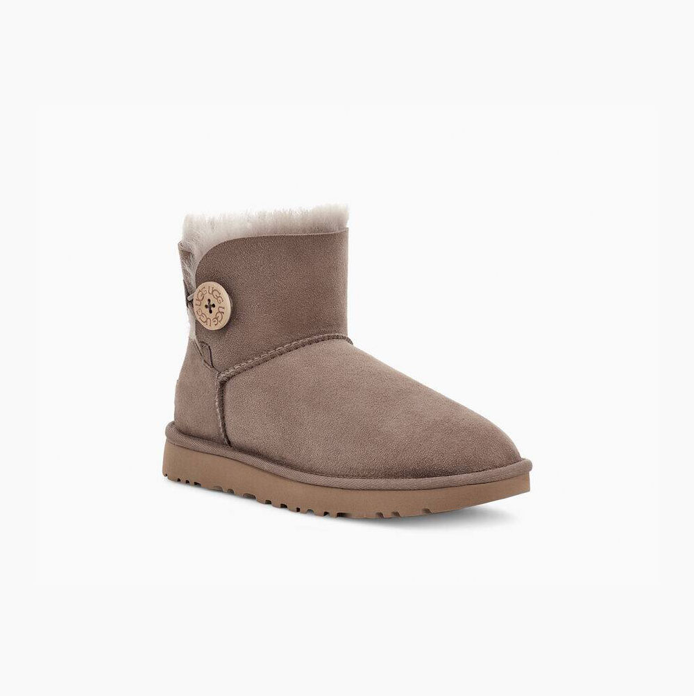 UGG Mini Bailey Button II Button Boots Damen Khaki Schweiz | FL134RQH