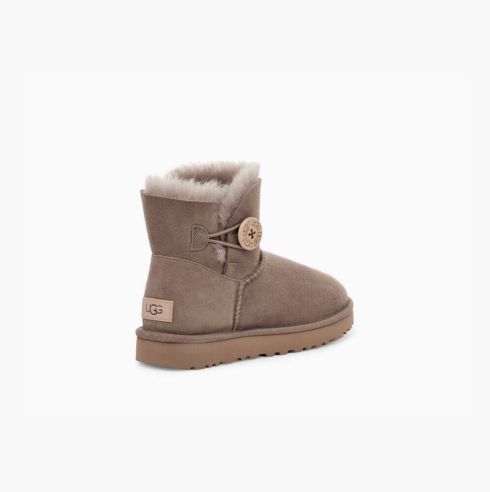 UGG Mini Bailey Button II Button Boots Damen Khaki Schweiz | FL134RQH