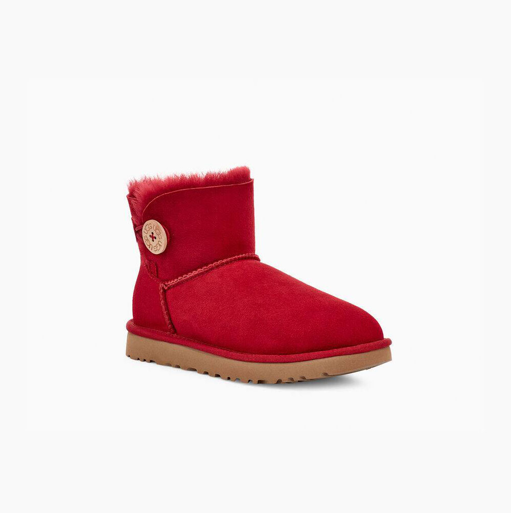 UGG Mini Bailey Button II Button Boots Damen Rot Schweiz | RQU9NK95