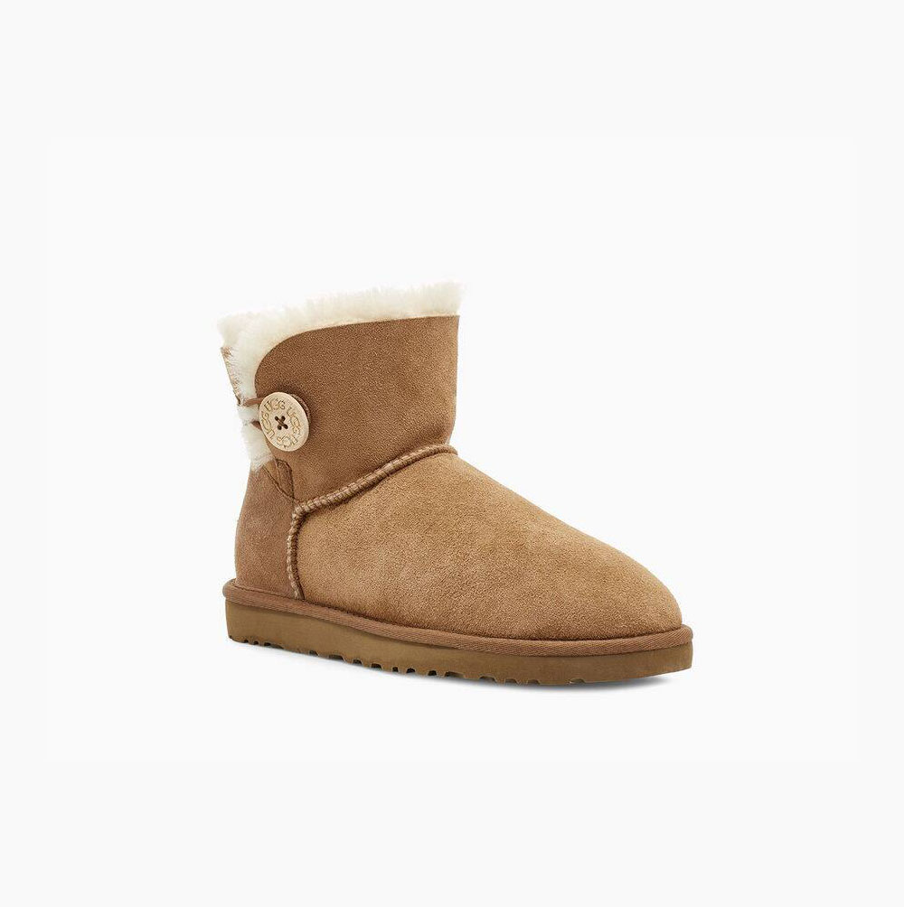 UGG Mini Bailey Button II Button Boots Damen Braun Schweiz | ZRY8Q2V3