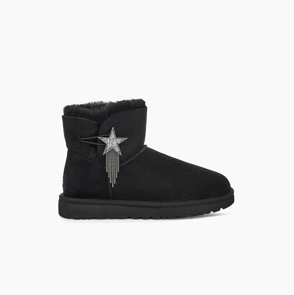 UGG Mini Bailey Star Mini Boots Damen Schwarz Schweiz | 9SB3P0AJ