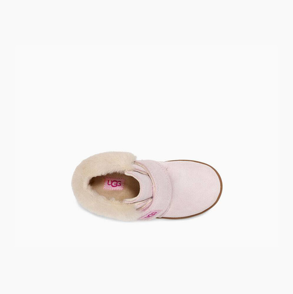 UGG Nolen Fur Boots Kinder Grau Rosa Schweiz | IX2ZSL93