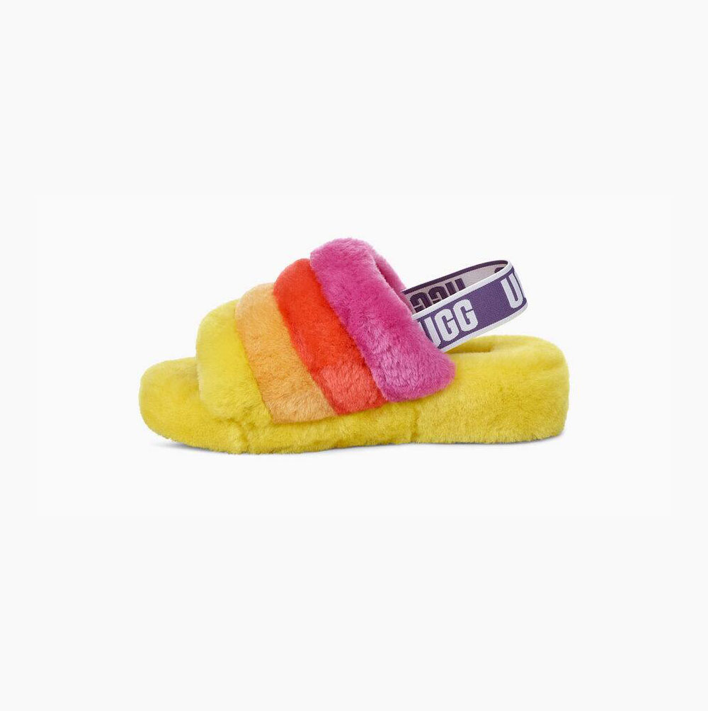 UGG Pride Fluff Yeah Hausschuhe Plateau Damen Mehrfarbig Gelb Schweiz | 2AR45X3L