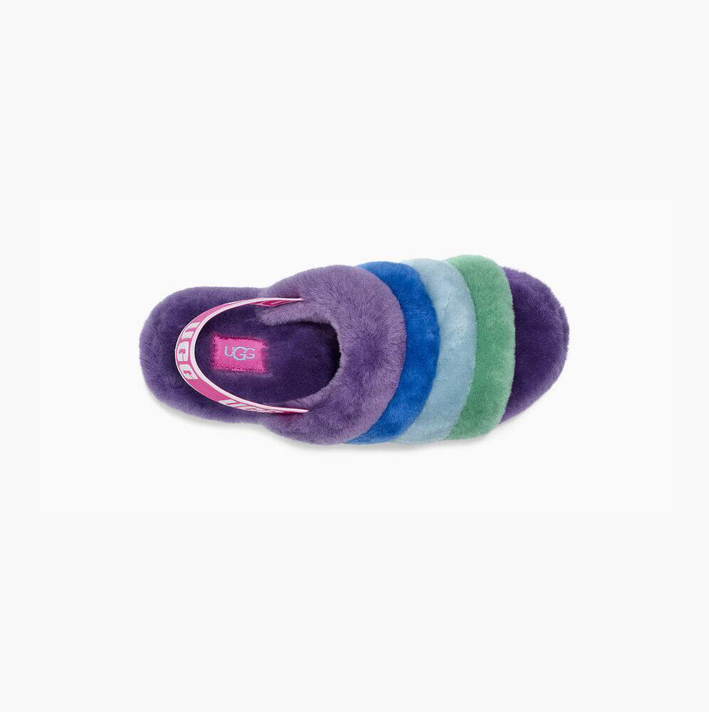 UGG Pride Fluff Yeah Hausschuhe Plateau Damen Mehrfarbig Lila Schweiz | YP61P9IG