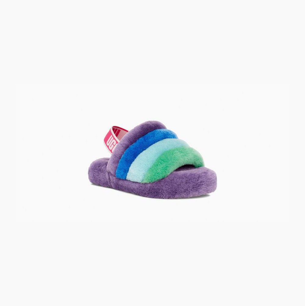 UGG Rainbow Fluff Yeah Hausschuhe Plateau Kinder Lila Mehrfarbig Schweiz | F5E9W339