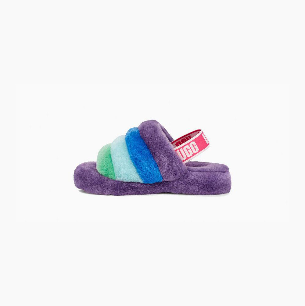 UGG Rainbow Fluff Yeah Hausschuhe Plateau Kinder Lila Mehrfarbig Schweiz | F5E9W339