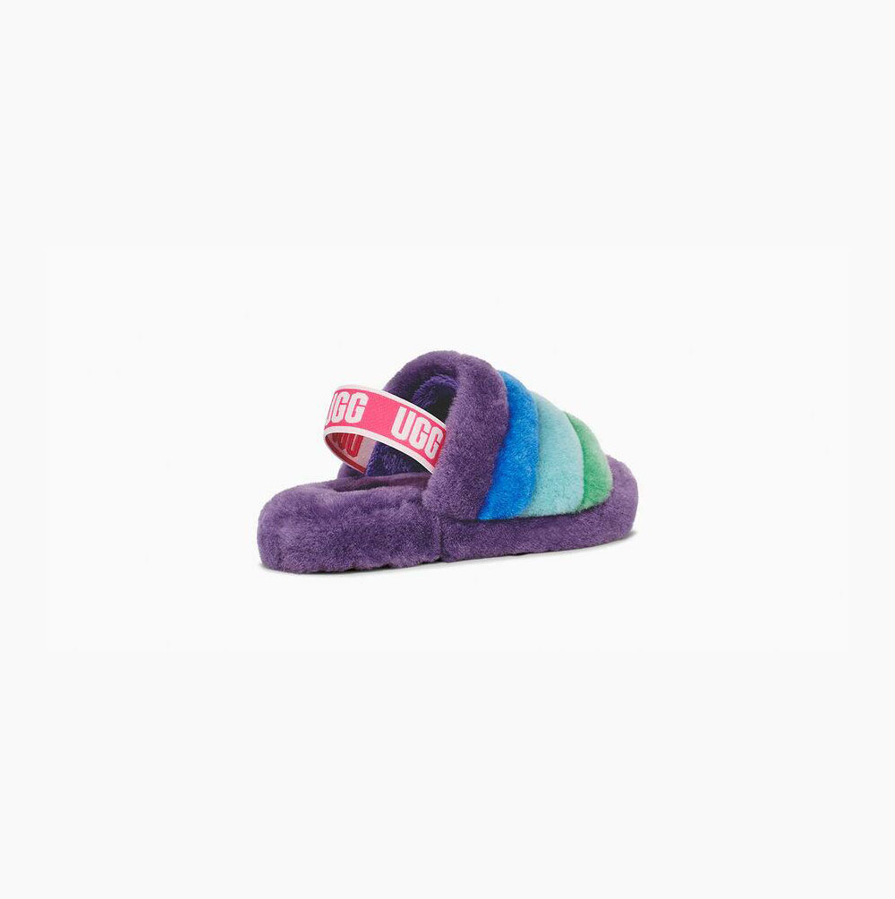 UGG Rainbow Fluff Yeah Hausschuhe Plateau Kinder Lila Mehrfarbig Schweiz | F5E9W339