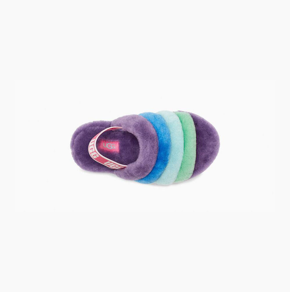 UGG Rainbow Fluff Yeah Hausschuhe Plateau Kinder Lila Mehrfarbig Schweiz | F5E9W339