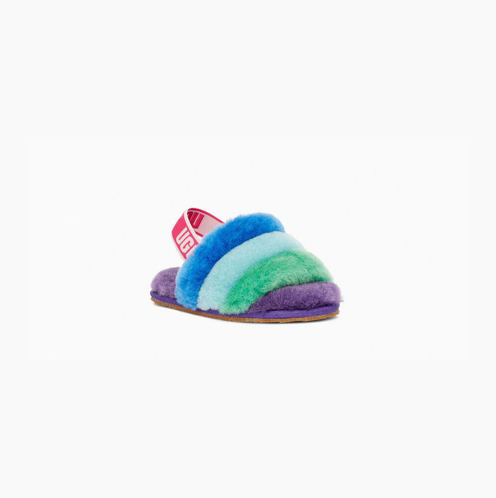 UGG Rainbow Fluff Yeah Hausschuhe Plateau Kinder Lila Mehrfarbig Schweiz | UV4T2CR9