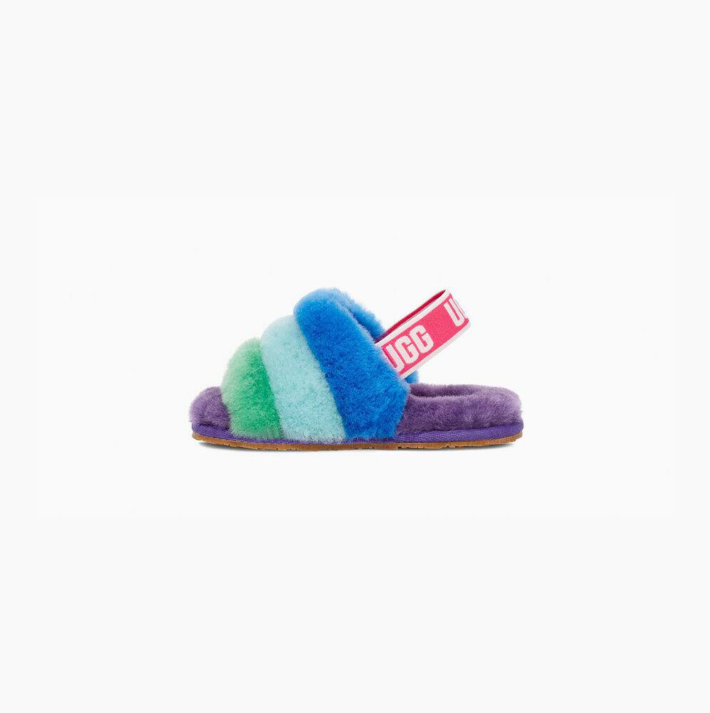 UGG Rainbow Fluff Yeah Hausschuhe Plateau Kinder Lila Mehrfarbig Schweiz | UV4T2CR9