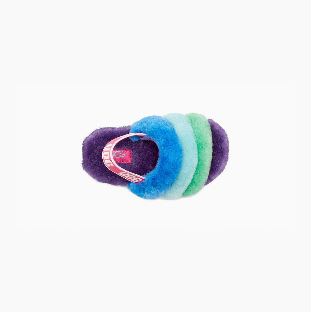 UGG Rainbow Fluff Yeah Hausschuhe Plateau Kinder Lila Mehrfarbig Schweiz | UV4T2CR9