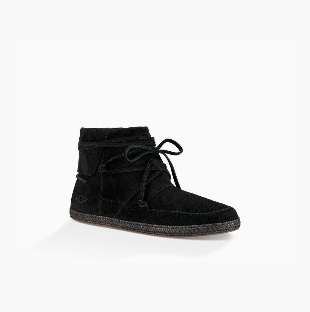 UGG Reid Moc Schnürstiefel Damen Schwarz Schweiz | 9AHPB1ZY