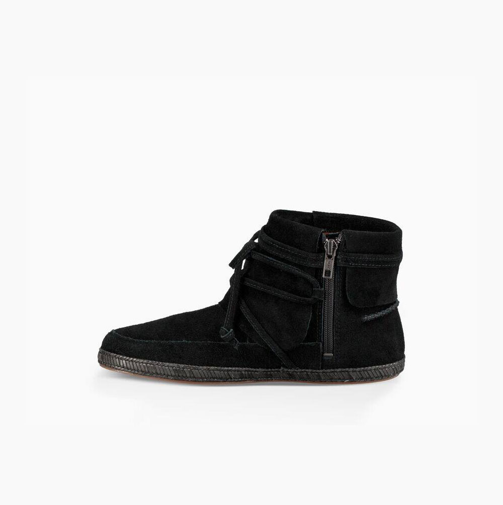 UGG Reid Moc Schnürstiefel Damen Schwarz Schweiz | 9AHPB1ZY