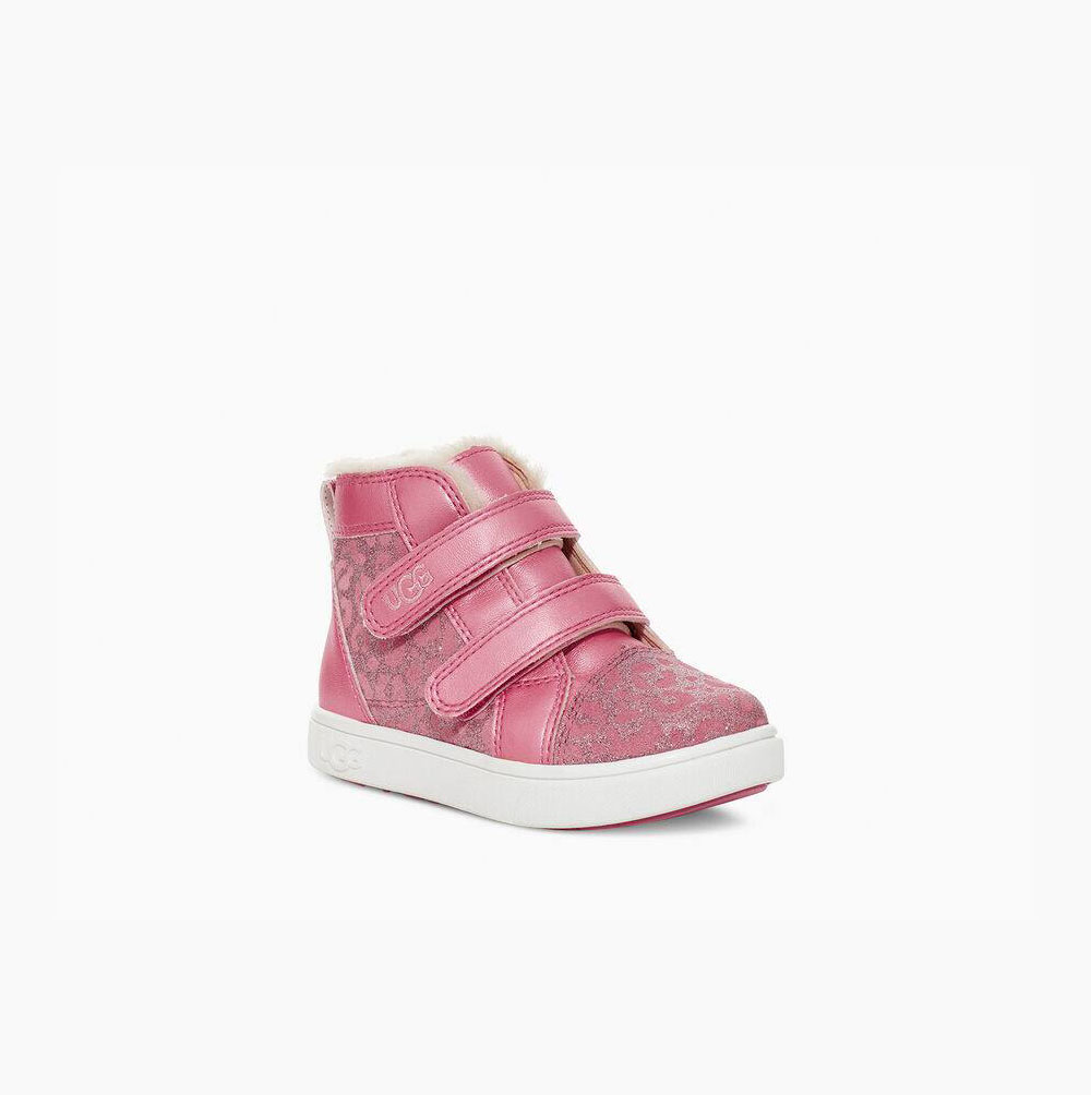 UGG Rennon II Glitter Leopard Sneaker Stiefel Kinder Rosa Schweiz | 00E7QQU3