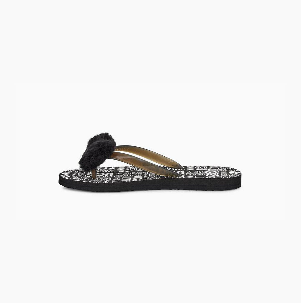 UGG Simi Fluff Manifesto Flip Flops Damen Schwarz Schweiz | 8V7RBA4Q