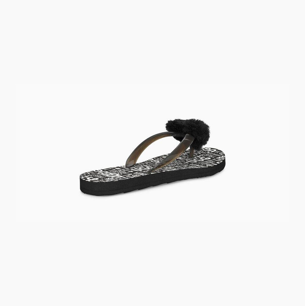 UGG Simi Fluff Manifesto Flip Flops Damen Schwarz Schweiz | 8V7RBA4Q