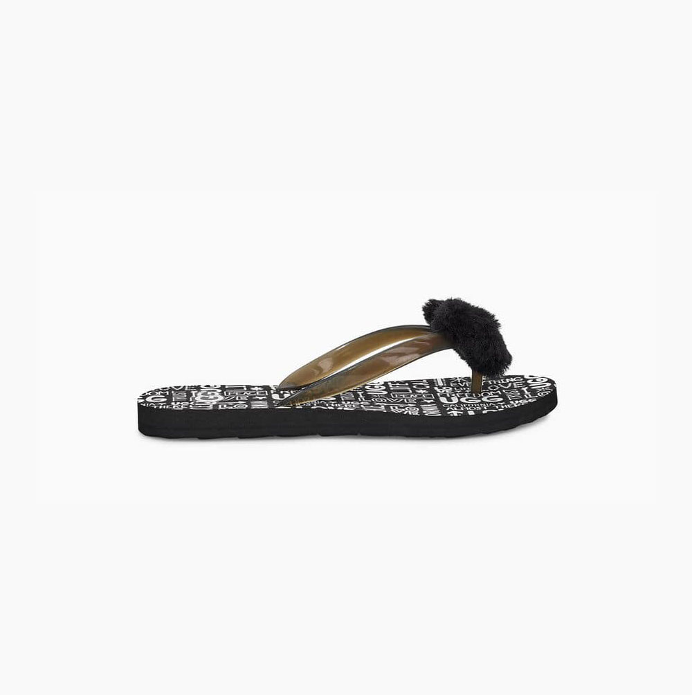 UGG Simi Fluff Manifesto Flip Flops Damen Schwarz Schweiz | 8V7RBA4Q