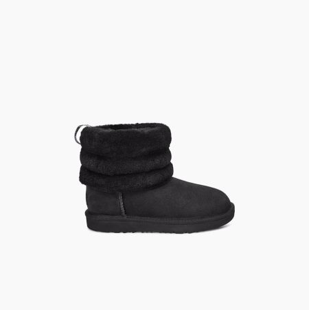 UGG Fluff Mini Gesteppte Stiefel Kinder Schwarz Schweiz | G4FDGF6I