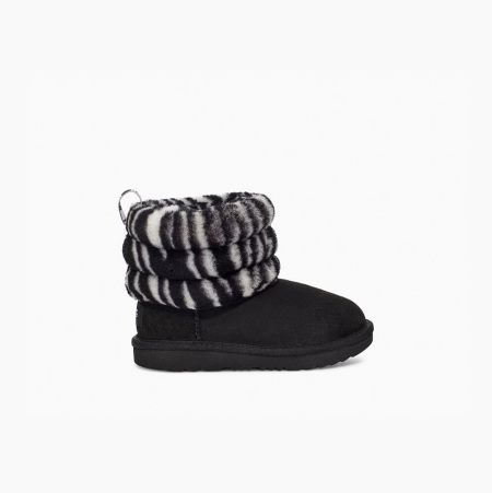 UGG Fluff Mini Zebra Gesteppte Stiefel Kinder Schwarz Weiß Schweiz | P0R0MG5Y