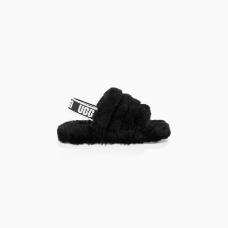 UGG Fluff Yeah Badelatschen Sandalen Kinder Schwarz Schweiz | AV66JUX6