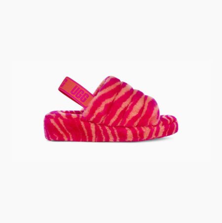 UGG Fluff Yeah Badelatschen Zebra Sandalen Damen Rosa Schweiz | 1M0D8M2V