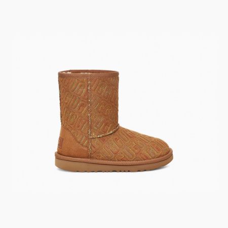 UGG Klassische II Graphic Stitch Classic Boots Kinder Braun Schweiz | DXUDV1TJ