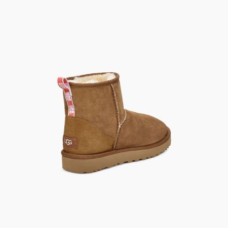 UGG Klassische Mini II Graphic Logo Classic Boots Damen Braun Koralle Schweiz | XV7QOPOC