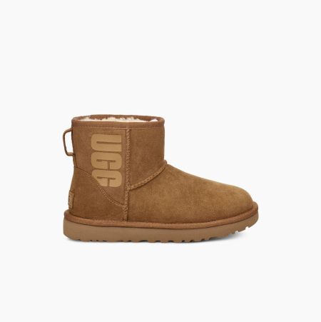 UGG Klassische Mini Rubber Logo Classic Boots Damen Braun Schweiz | DS5URUQ0