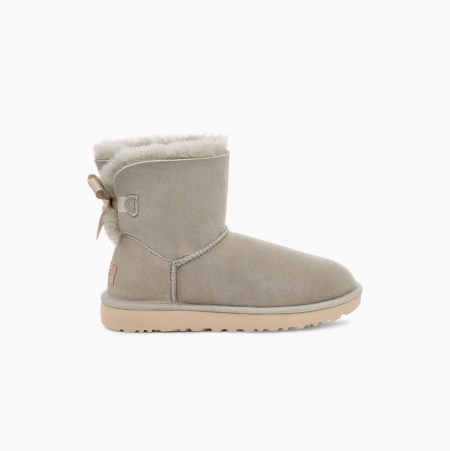 UGG Mini Bailey Bow II Bow Boots Damen Grau Schweiz | KNLEZAYK