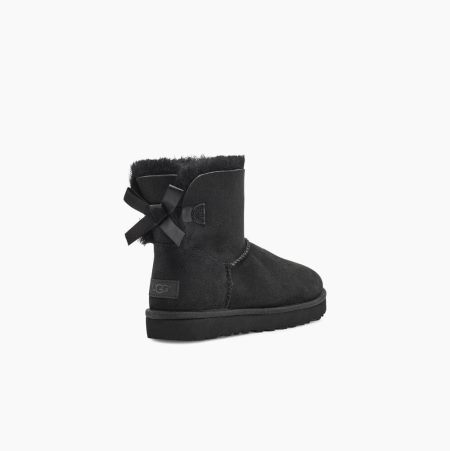 UGG Mini Bailey Bow II Bow Boots Damen Schwarz Schweiz | J5TJYG71