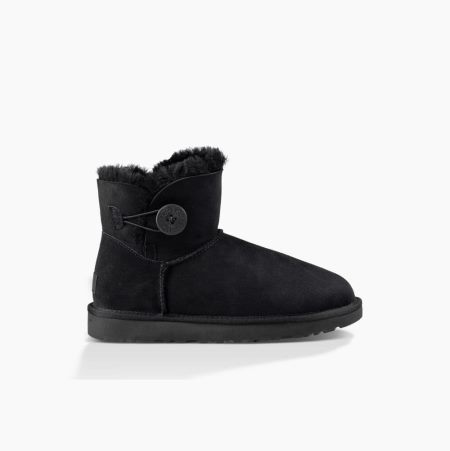 UGG Mini Bailey Button II Button Boots Damen Schwarz Schweiz | QRG5D8CD