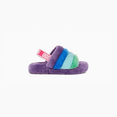 UGG Rainbow Fluff Yeah Hausschuhe Plateau Kinder Lila Mehrfarbig Schweiz | F5E9W339